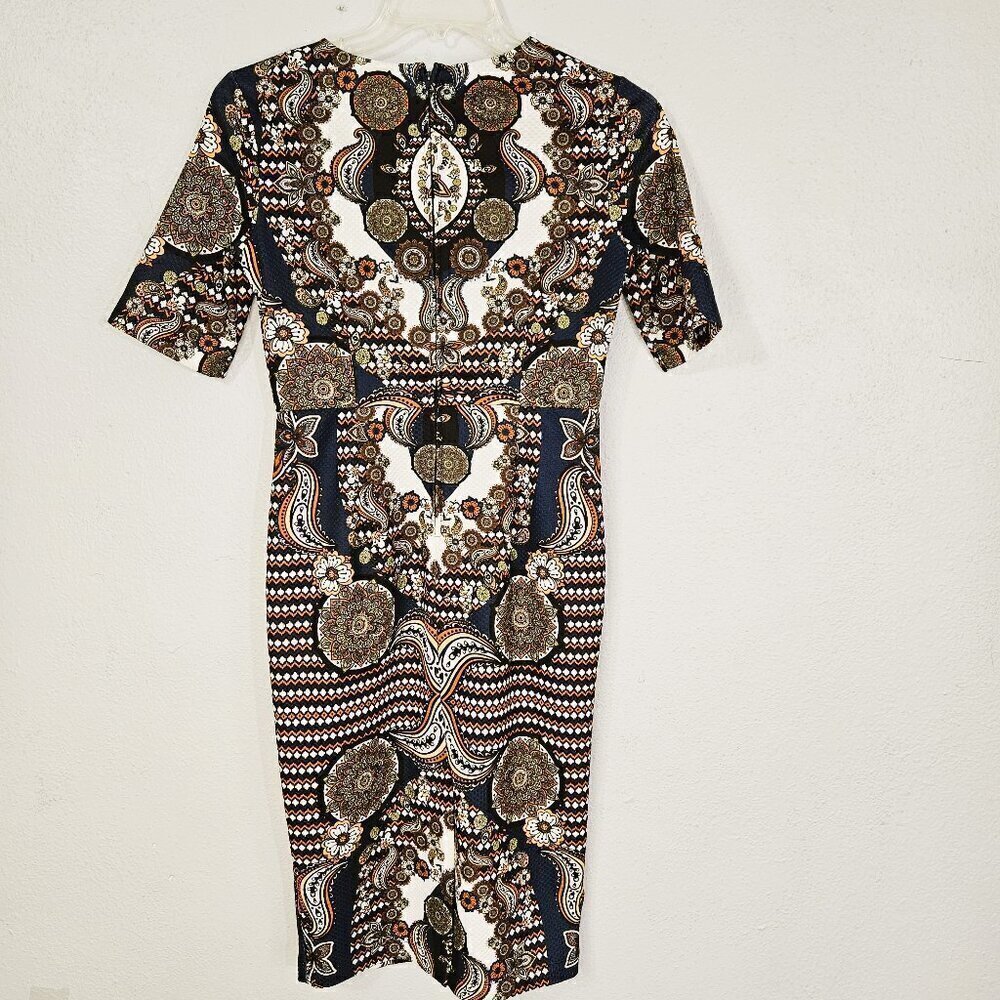 ASOS Woman's Multicolored Bold Paisley Boho Midi Dress Size 8 - Picture 6 of 10